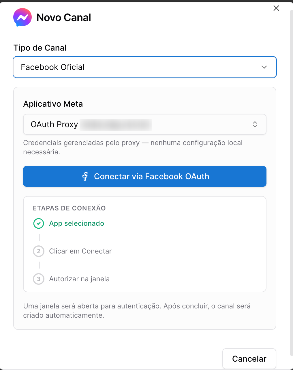 Teamzap - conectar canal facebook messenger