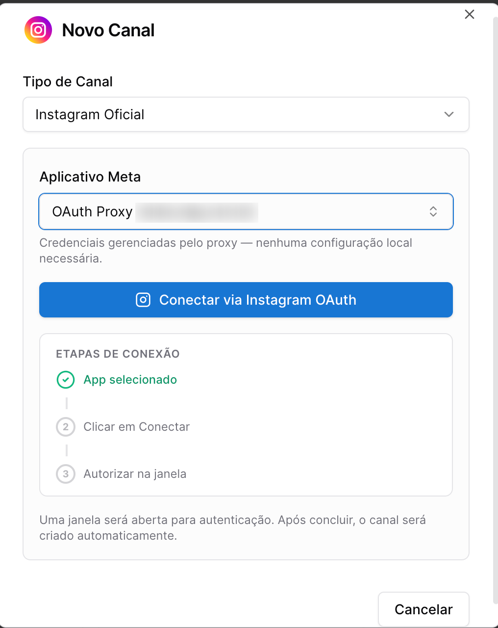 Teamzap - conectar canal instagram
